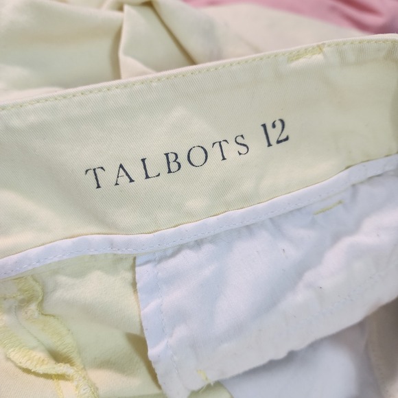 TALBOTS Size 12 The Daily Ankle Yellow Twill Cotton Blend Flat Front Preppy Pant - Picture 6 of 7
